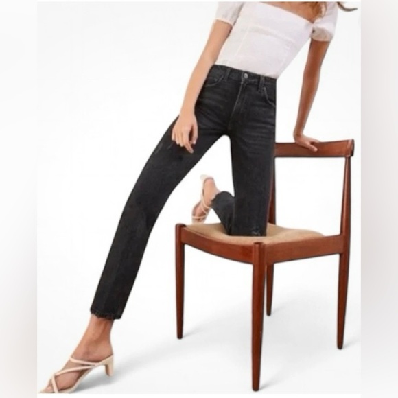 Reformation Julia High Cigarette Black Denim Jean Monterey Wash Women Sz 24 NWT - Picture 3 of 14